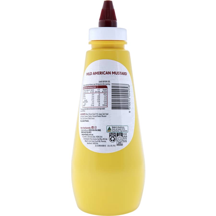 Masterfoods Mustard American Mild Squeeze bottle 550g