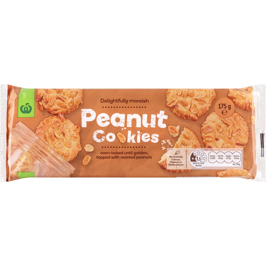 Woolworths Cookies Peanut 175g