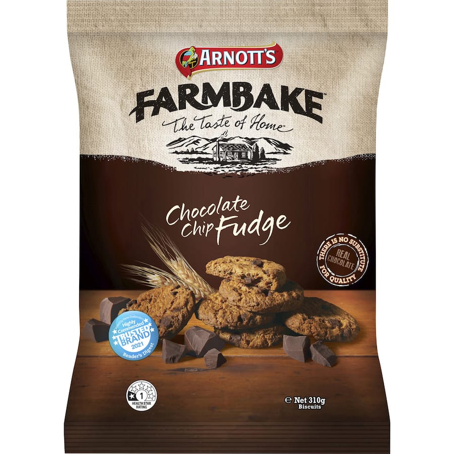 Arnotts Farmbake Cookies Choc Chip Fudge 310g