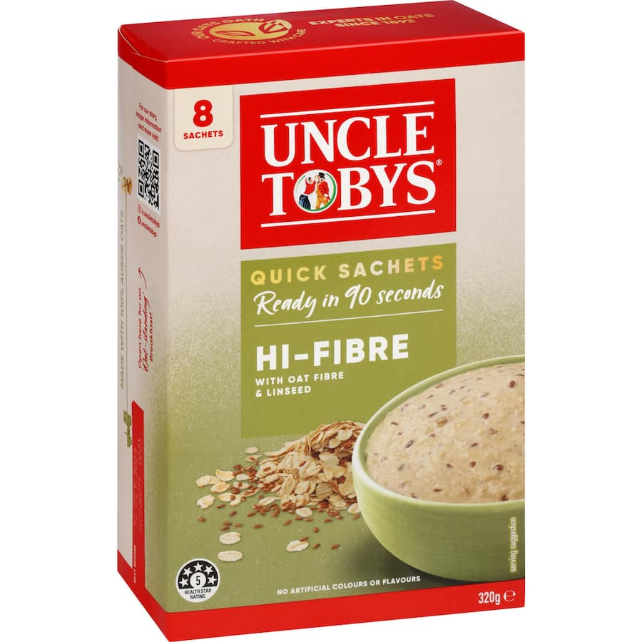 Uncle Tobys Oats Hi Fibre 8pack Sachets 320g