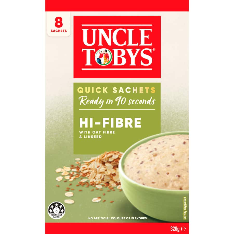 Uncle Tobys Oats Hi Fibre 8pack Sachets 320g