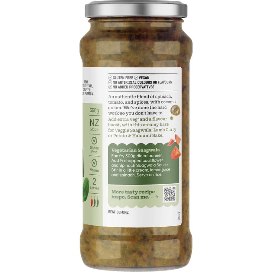 Barkers Meal Sauce Spinach Saagwala 355g