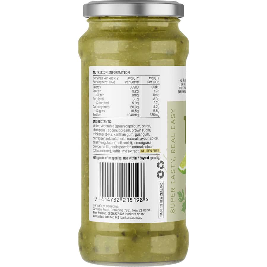 Barkers Recipe Base Thai Green Curry Meal Sauce 365g