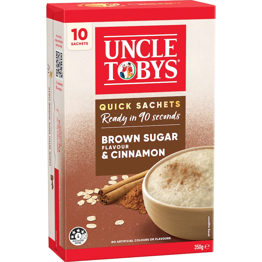 Uncle Tobys Oats Quick Sachets Brown Sugar & Cinnamon 10 pack 350g