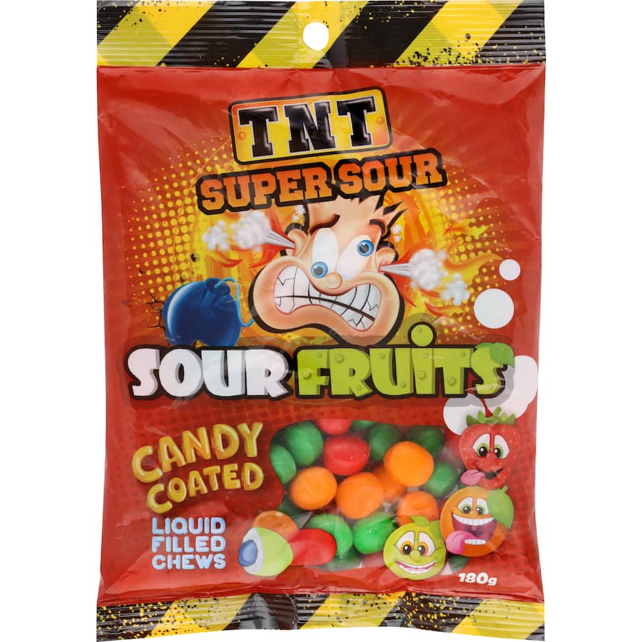 Tnt Super Sour Sweets Sour Fruits Candy Coated 180g