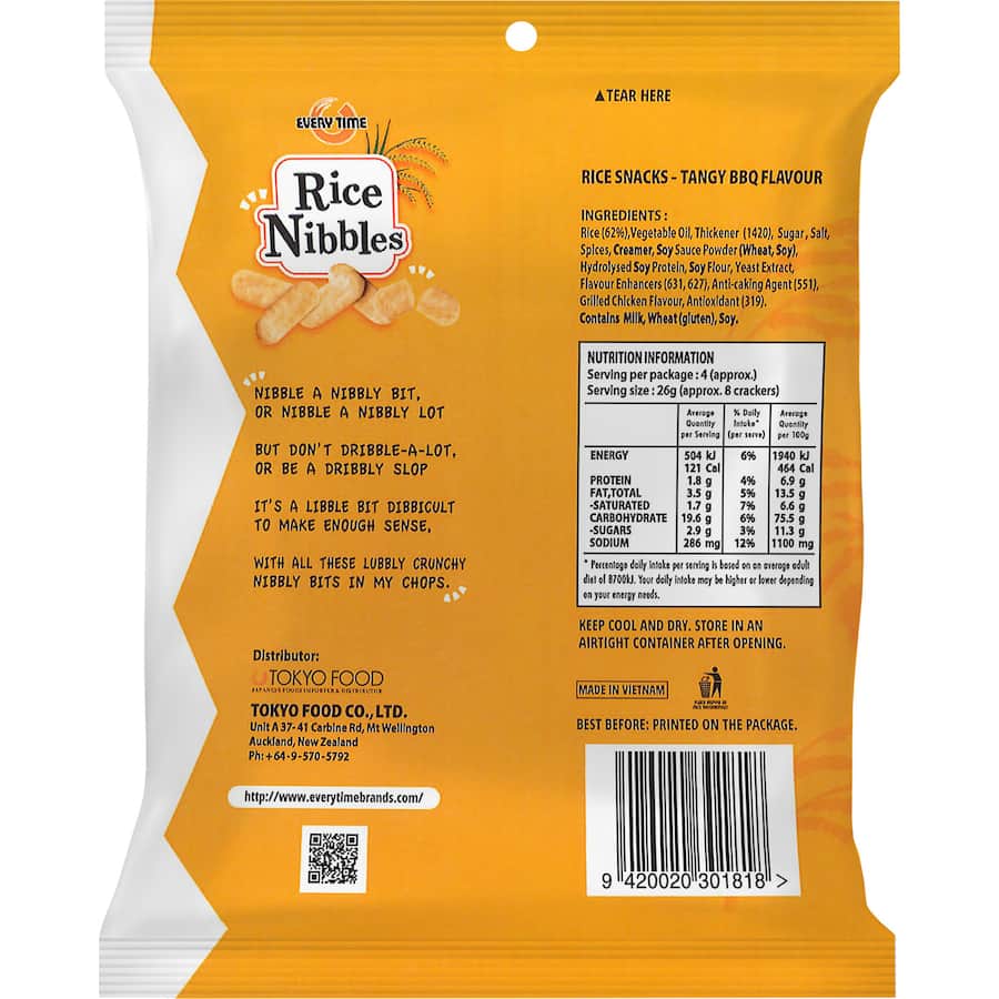 Rice Nibbles Rice Snacks Tangy Bbq 115g