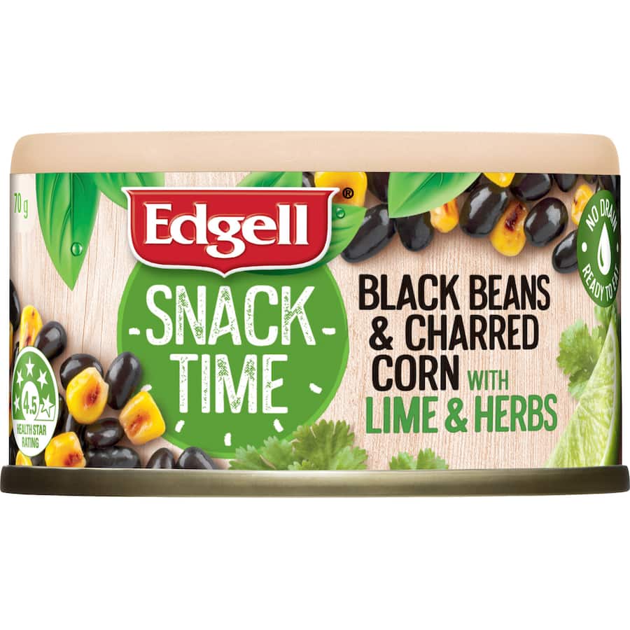 Edgell Snack Time Black Beans Charred Corn With Lime & Herbs Can 70g