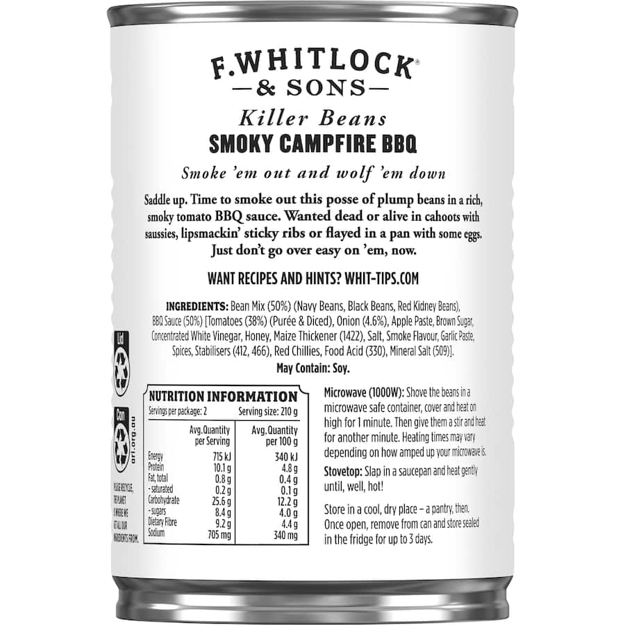 F Whitlock & Sons Killer Beans Smoky Campfire Bbq 420g