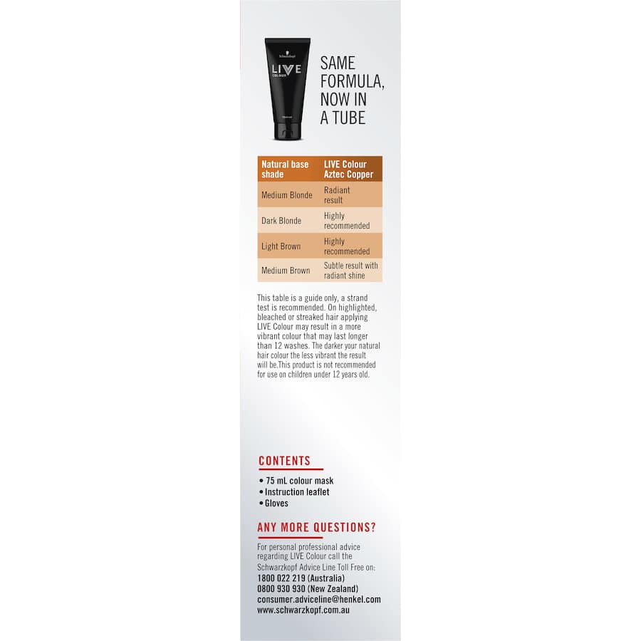 Schwarzkopf Live Colour Hair Colour Aztec Copper 1pack