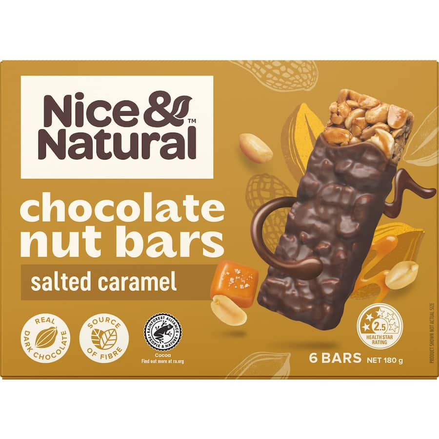 Nice & Natural Nut Bars Choc Salted Caramel 6pk 180g