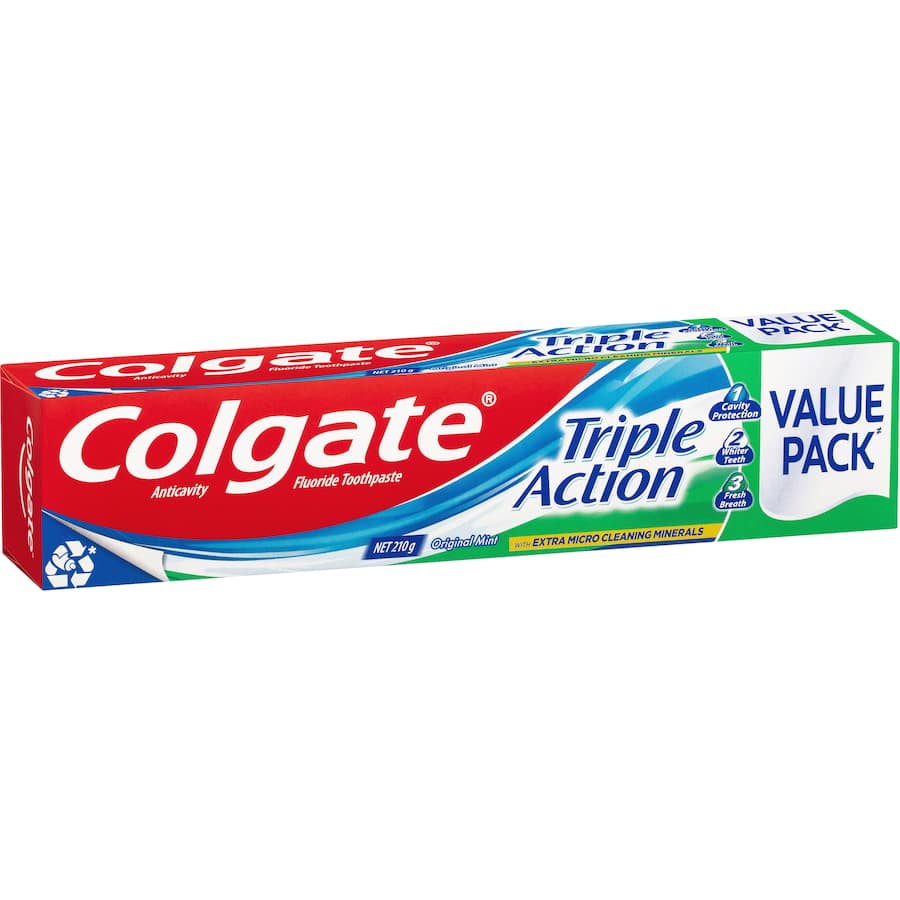 Colgate Triple Action Toothpaste Original Mint Value Pack 210g