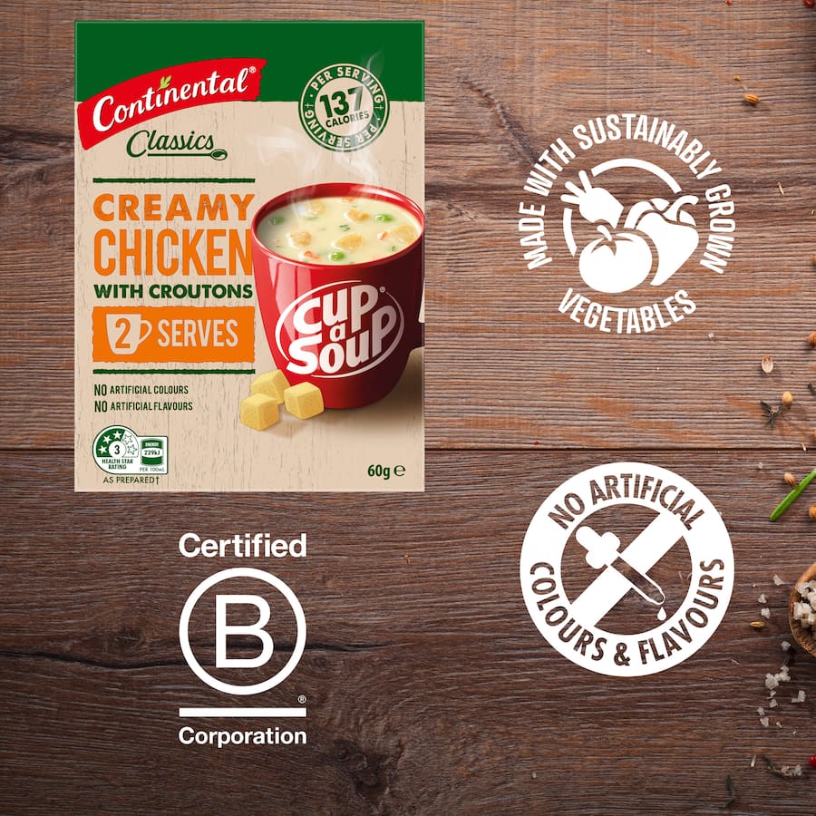 Continental Cup A Soup Instant Soup Creamy Chicken & Croutons 60g 2pack