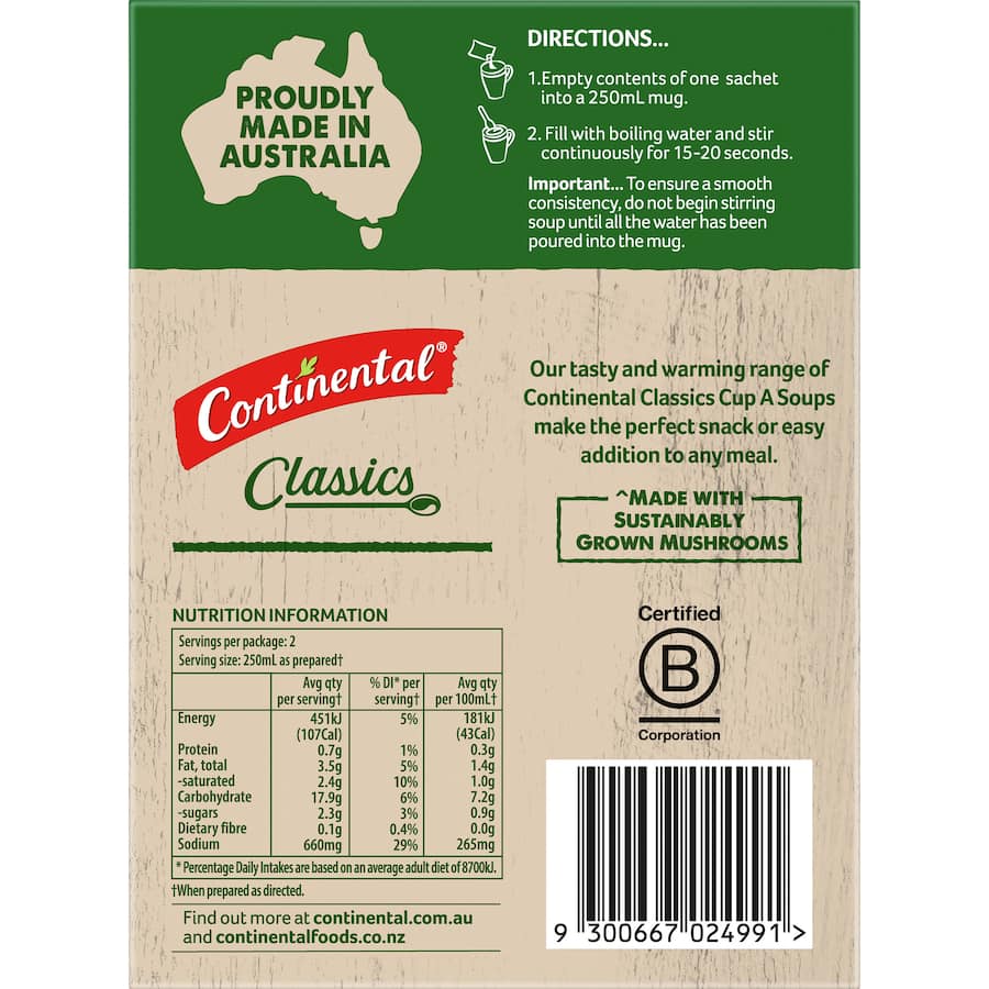 Continental Classics Cup A Soup Creamy Mushroom With Croutons Pack 50g