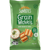 Sunbite Grain Waves Wholegrain Chips Sour Cream & Chives 140g