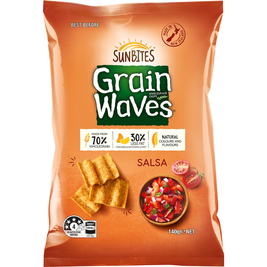 Sunbite Grain Waves Wholegrain Chips Salsa 140g