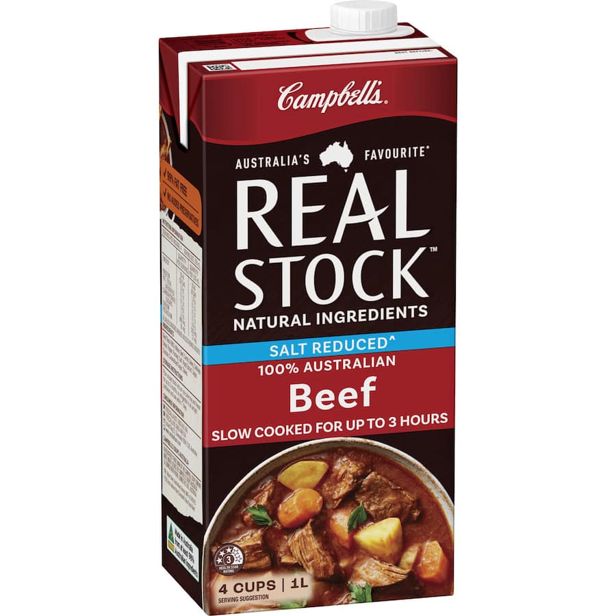 Campbells Real Stock Beef Stock Liquid Salt Reduced Carton 1L