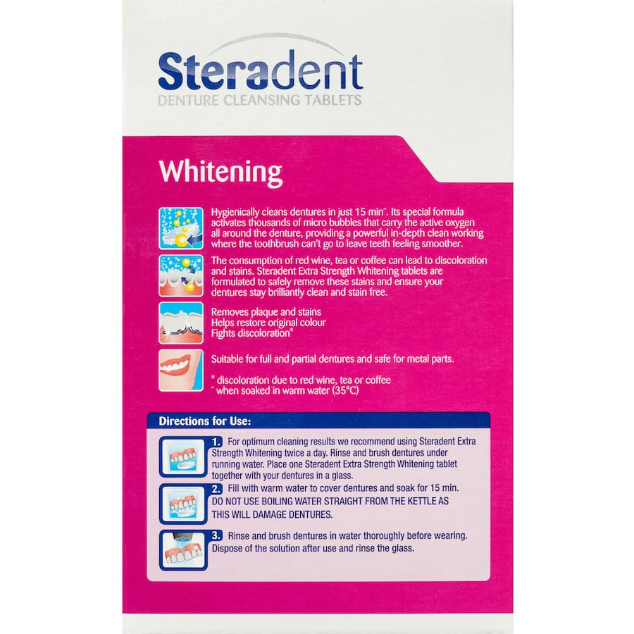Steradent Denture Clean Extra Strength Whitening Tablets 30pack