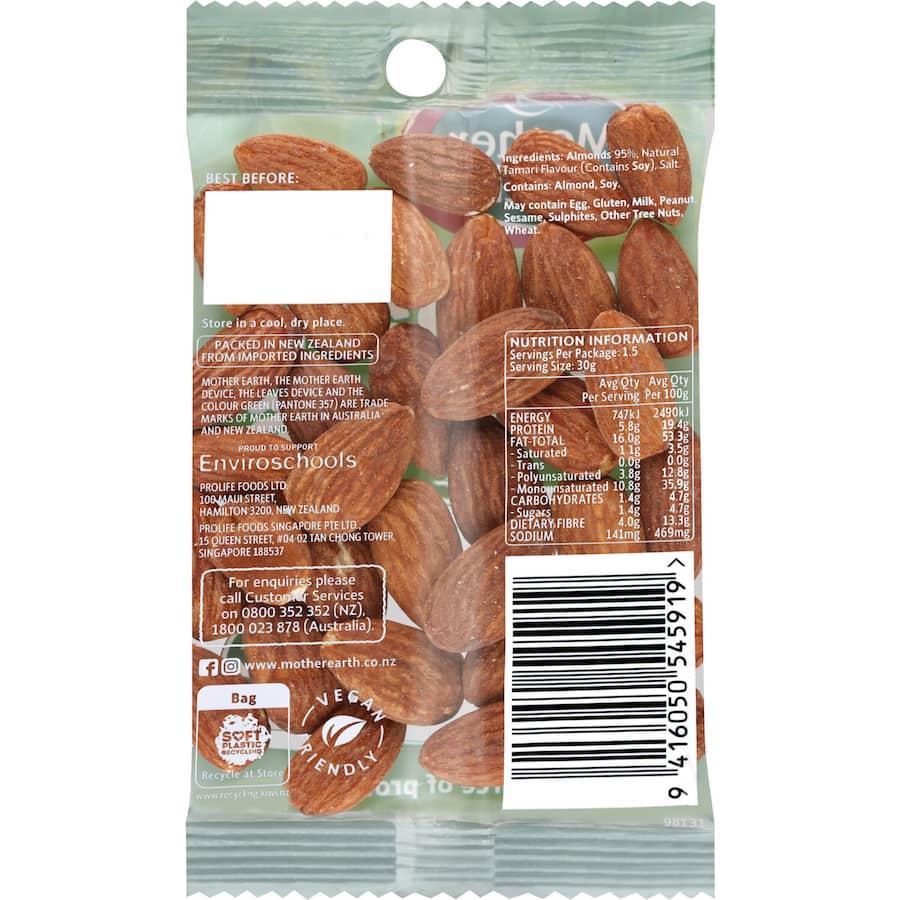 Mother Earth Almonds Tamari 45g