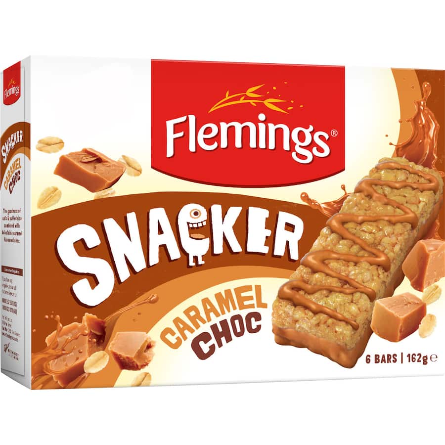 Flemings Snacker Muesli Bars Caramel Choc 6pk 162g