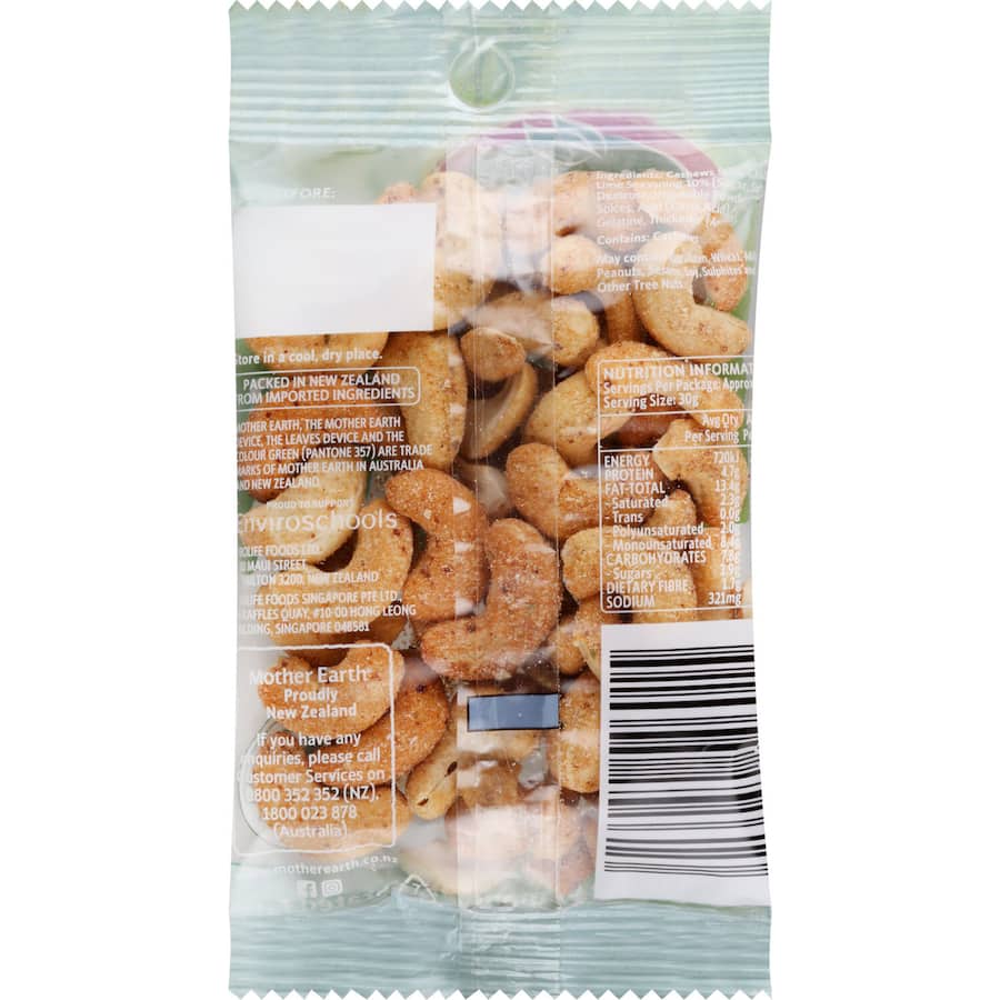 Mother Earth Cashews Chilli & Lime 50g