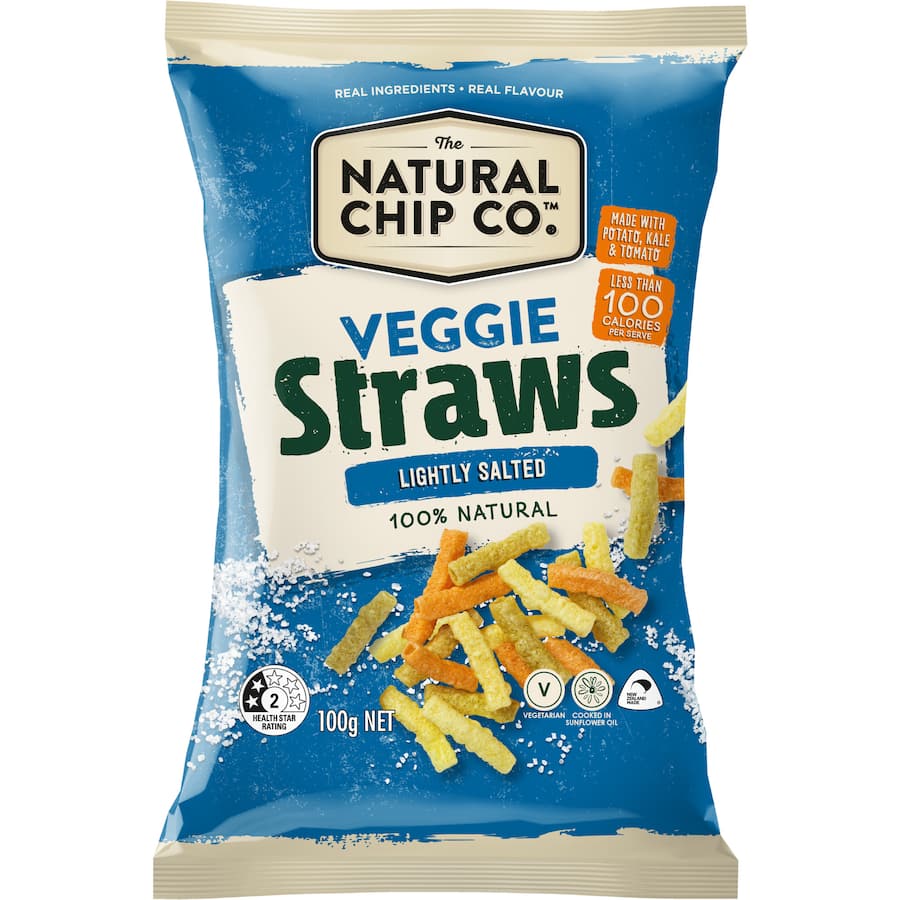 The Natural Chip Company Corn Snacks Veggie Straws Lightly Salted 100g