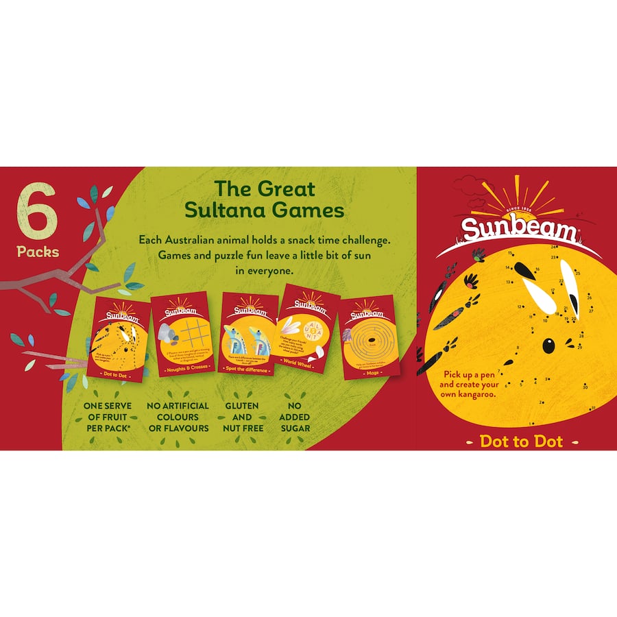 Sunbeam Fruit Snack Sultana & Apple 150g 6 x 25g