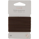 Dash Hair Ties Elastic Large Thin Brown 20pack