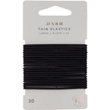 Dash Hair Ties Elastic Large Thin Black 20pack