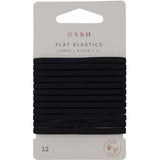 Dash Hair Ties Elastic Large Flat Black 12pack