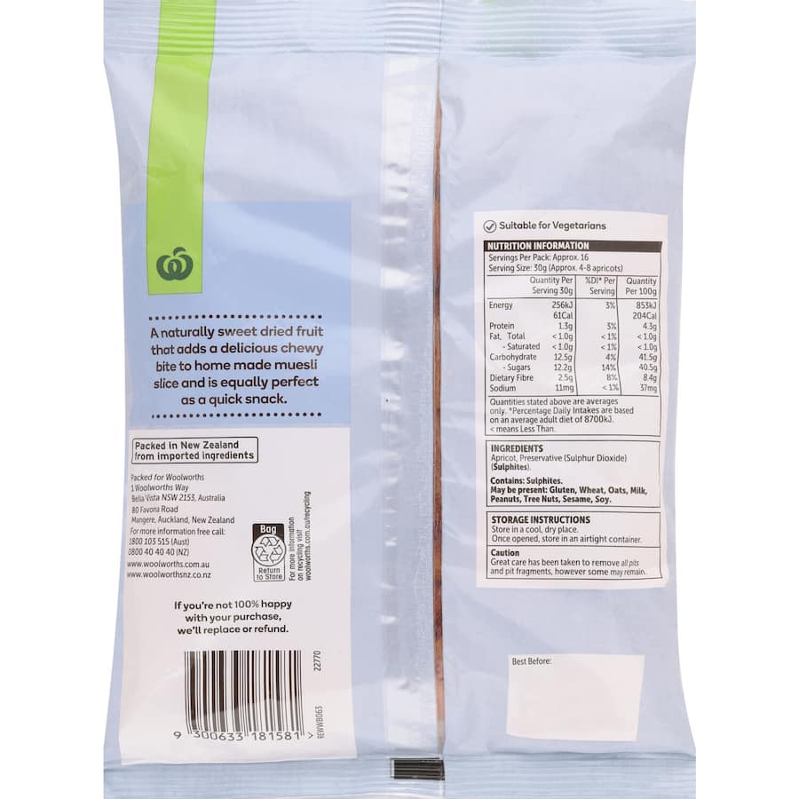 Woolworths Apricots Dried 500g