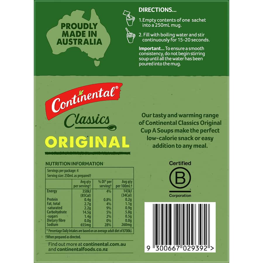 Continental Classics Cup A Soup Original Cream Of Chicken Pack 75g