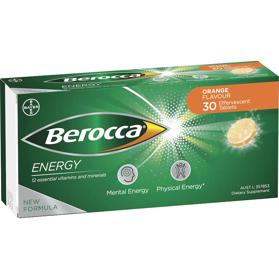 Berocca Energy Effervescent Tablets Vitamin C Orange 30pack