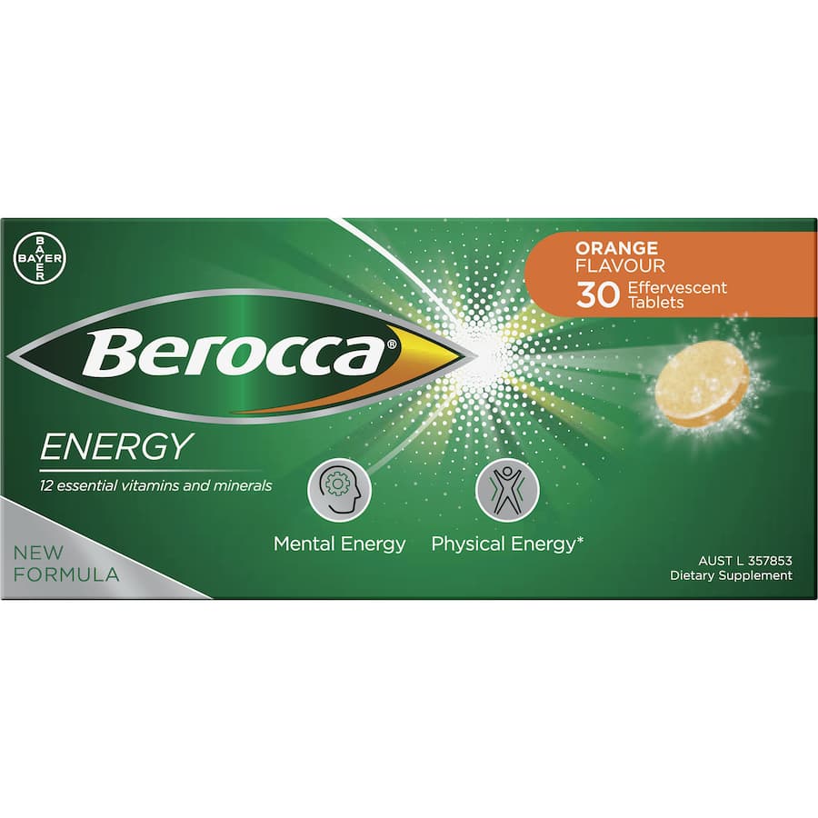 Berocca Energy Effervescent Tablets Vitamin C Orange 30pack