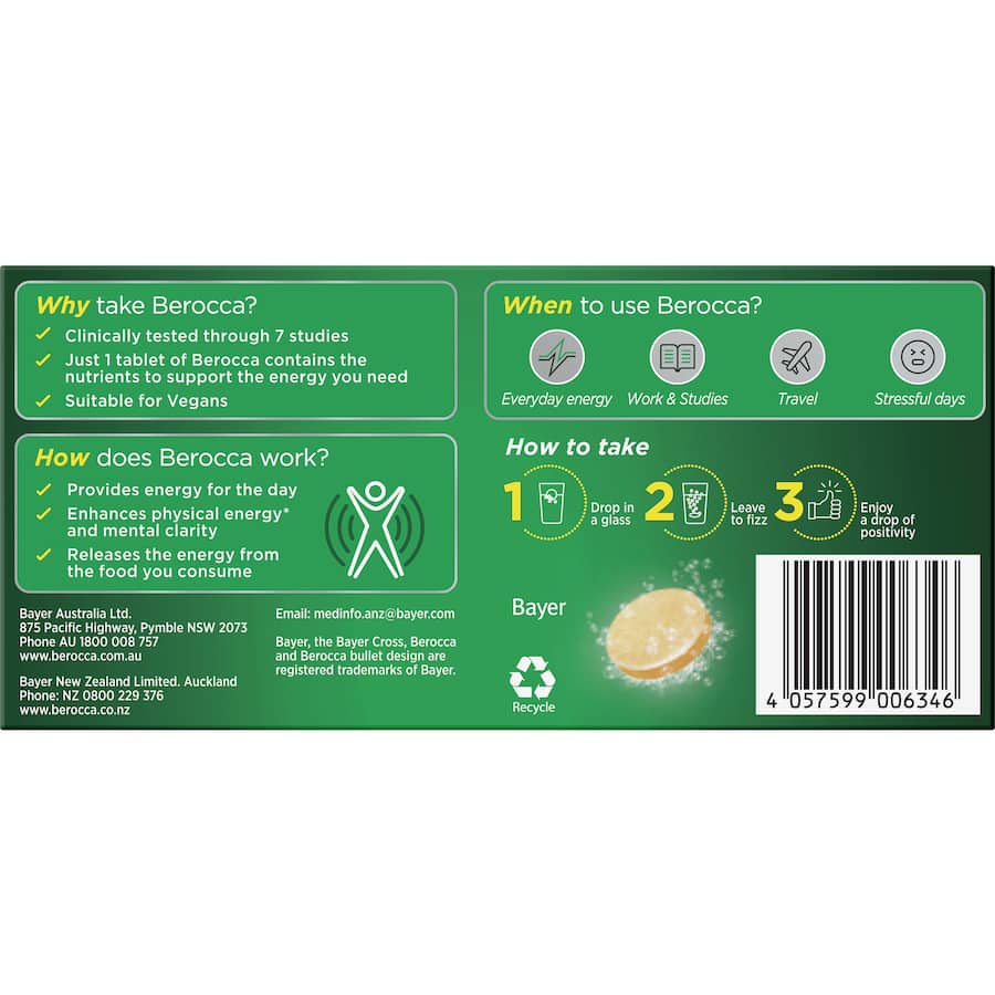 Berocca Energy Effervescent Tablets Vitamin C Orange 30pack