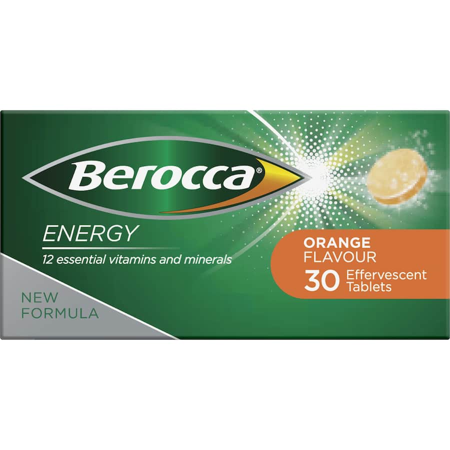 Berocca Energy Effervescent Tablets Vitamin C Orange 30pack