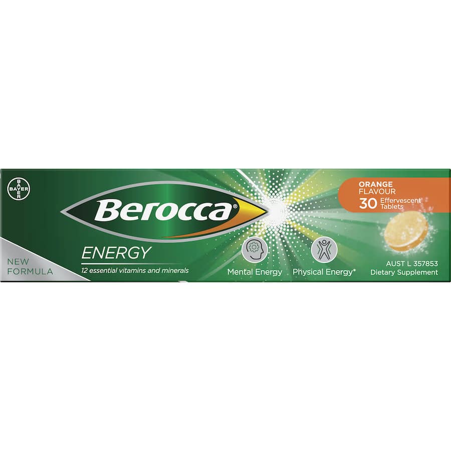 Berocca Energy Effervescent Tablets Vitamin C Orange 30pack