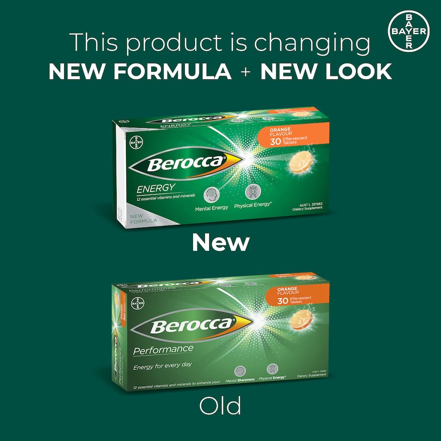 Berocca Energy Effervescent Tablets Vitamin C Orange 30pack