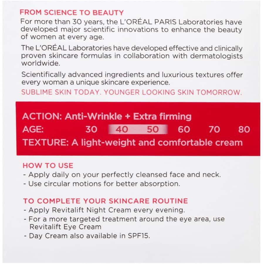 L'oreal Paris Revitalift Anti-wrinkle Cream Extra Firming Day Cream 50mL