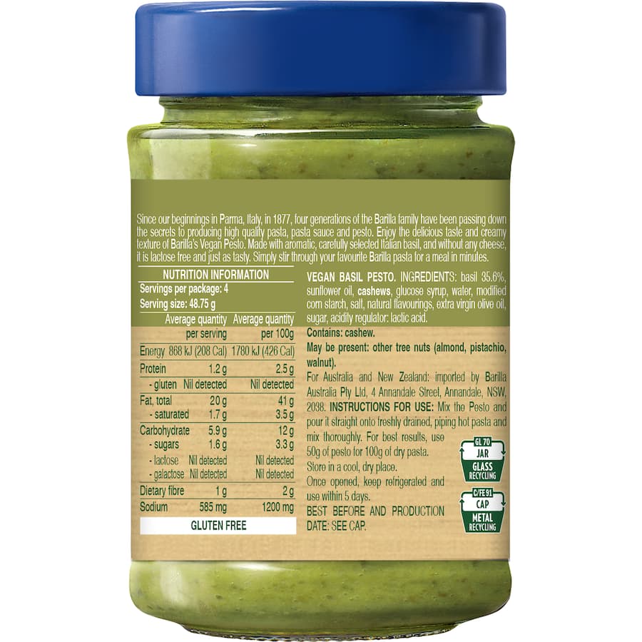 Barilla Pesto Basilico Vegan 195g