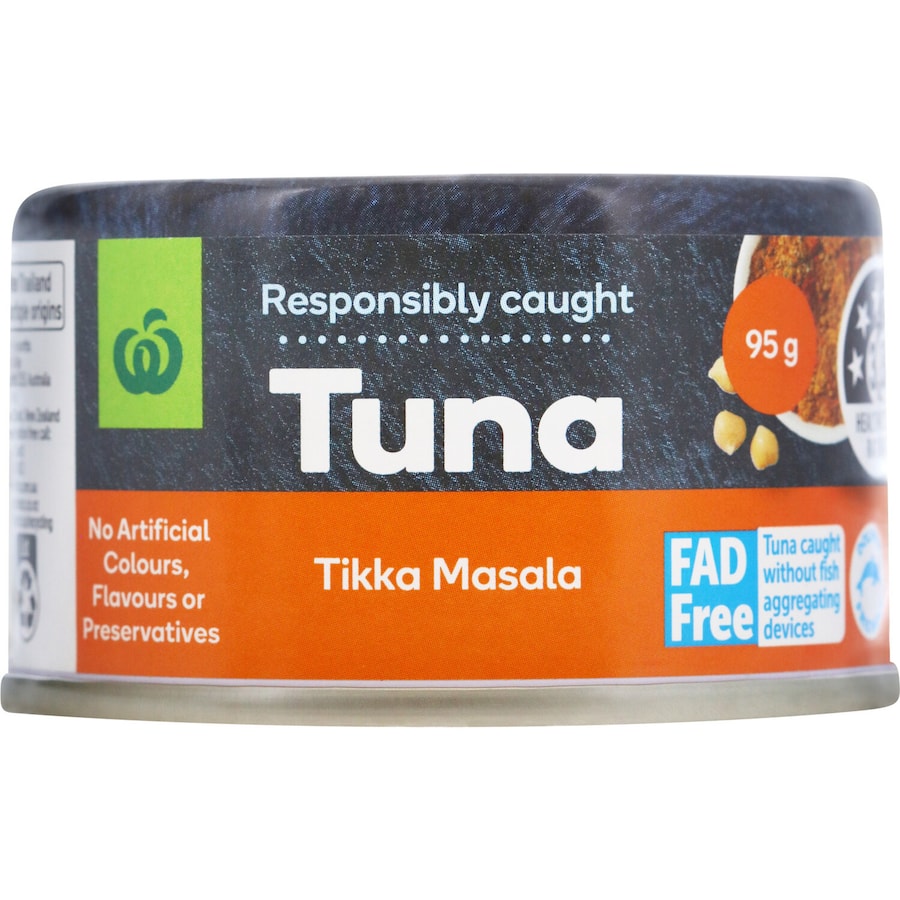 Woolworths Tuna Tikka Masala Curry Tear tab can 95g