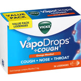 Vicks Vapodrops Cough Medicine Orange Menthol Lozenges 36pack