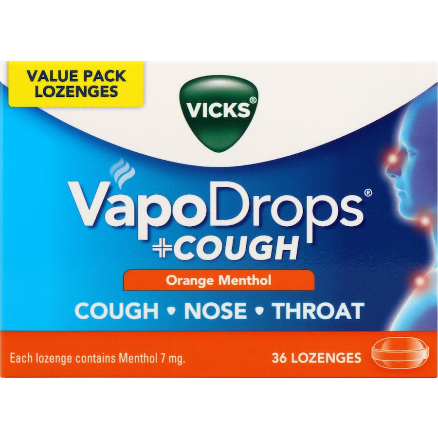 Vicks Vapodrops Cough Medicine Orange Menthol Lozenges 36pack
