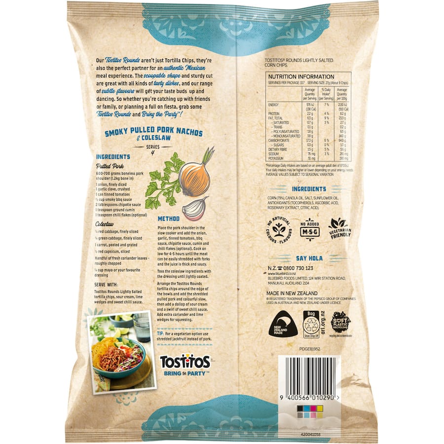 Tostitos Rounds Corn Chips Lightly Salted 290g