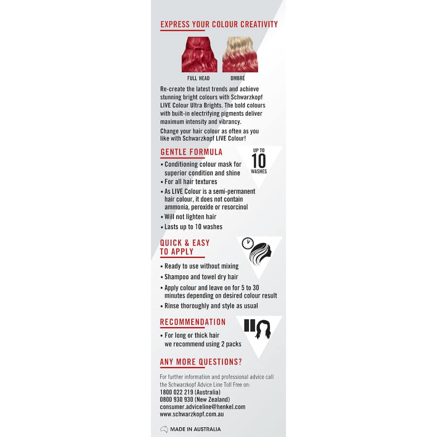 Schwarzkopf Live Colour Ultra Brights Pillar Box Red 75mL