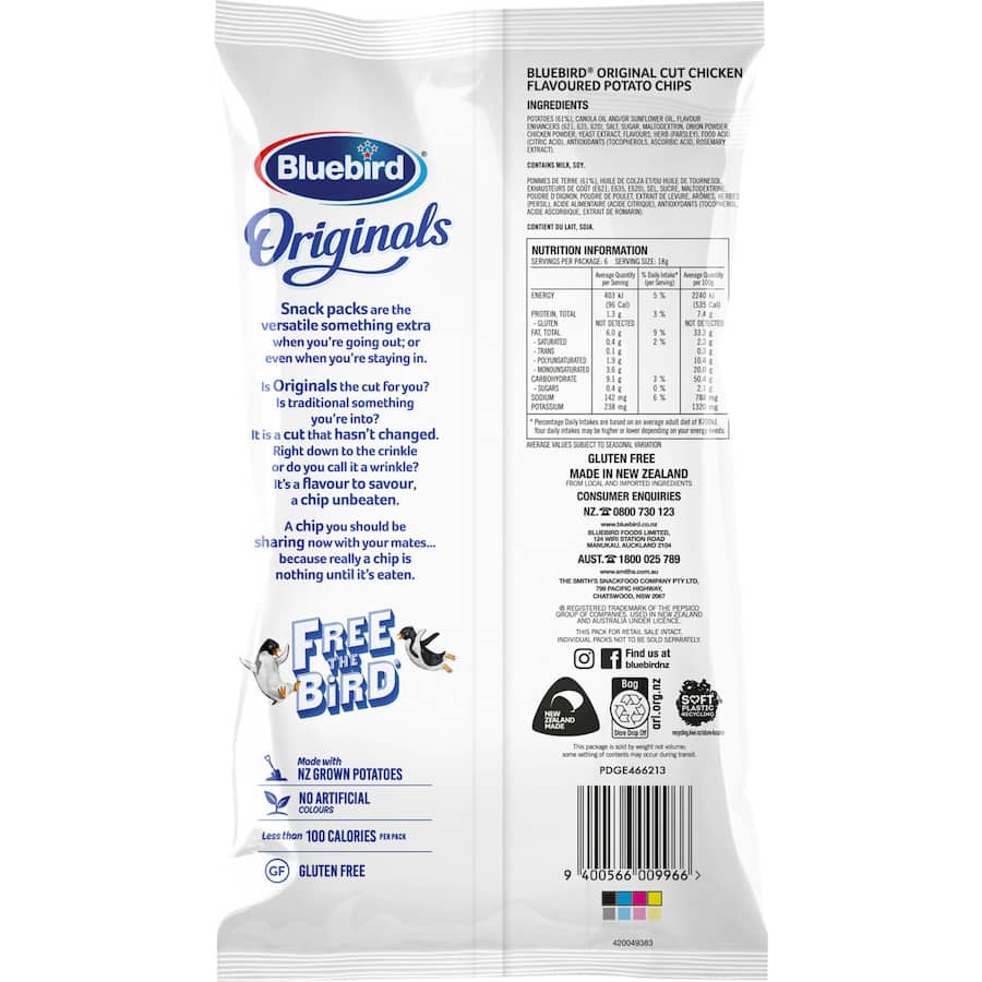 Bluebird Originals Multipack Chips Chicken 108g 6pack