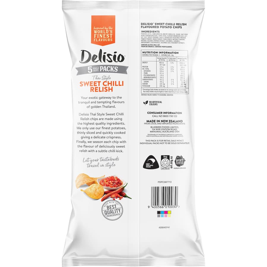 Delisio Multipack Chips Sweet Chilli Relish 90g 5pack