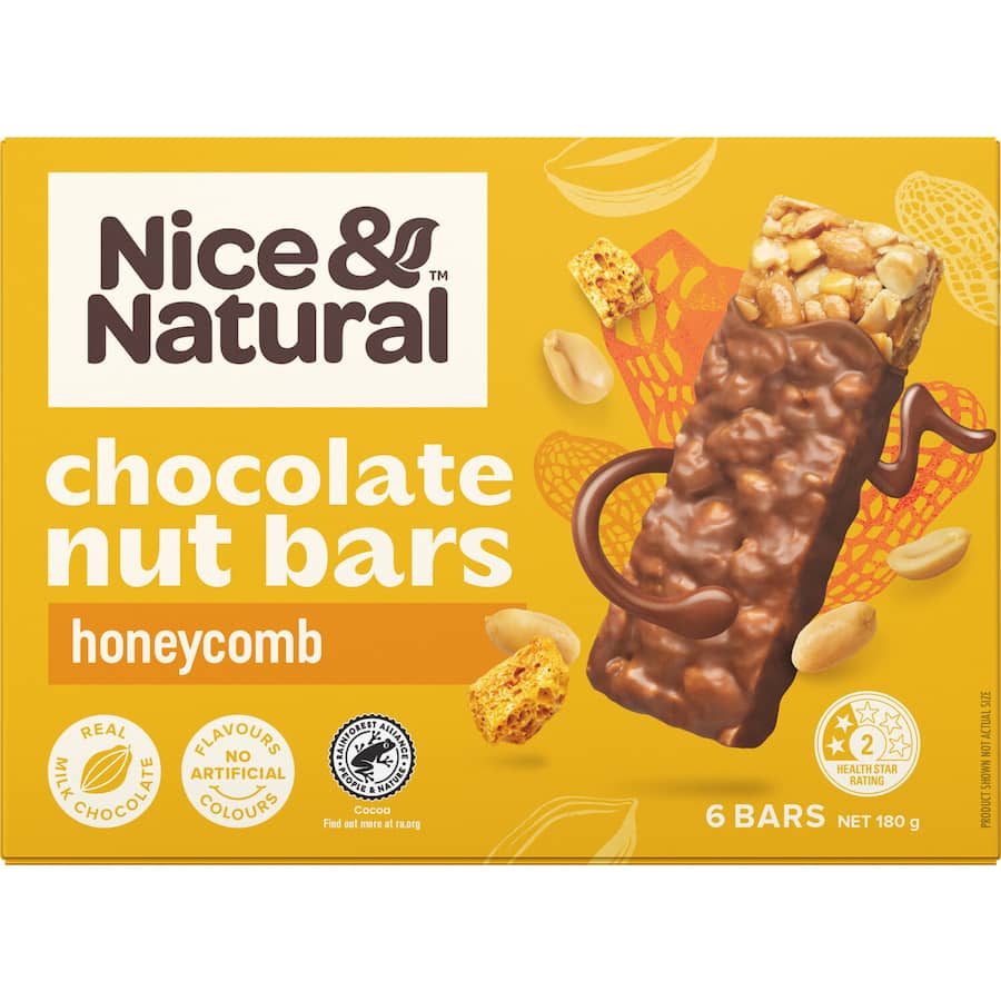 Nice & Natural Nut Bars Honeycomb 6pk 180g