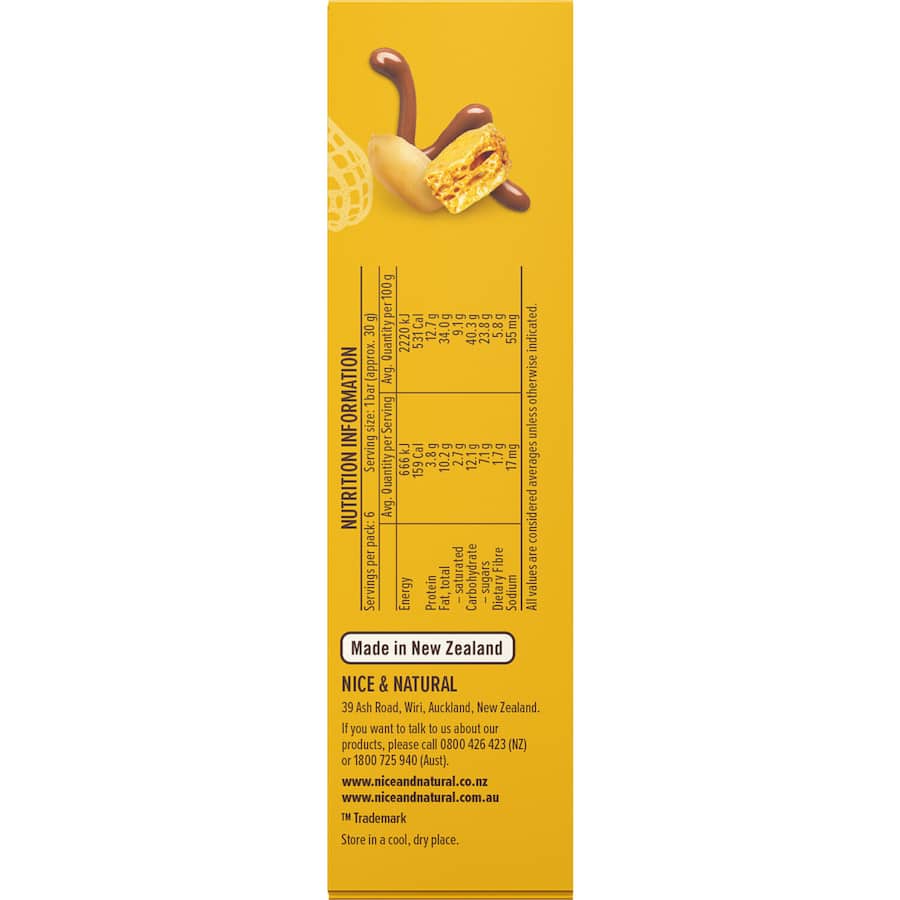Nice & Natural Nut Bars Honeycomb 6pk 180g