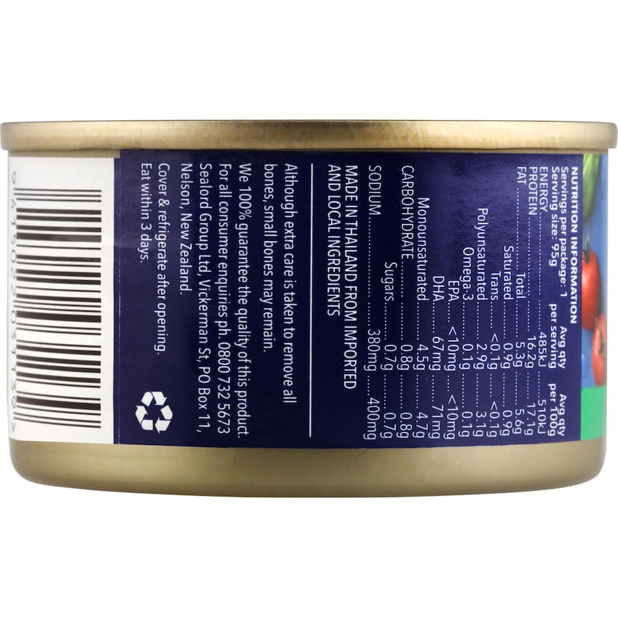 Sealord Sensations Tuna Tomato & Basil Tear tab can 95g