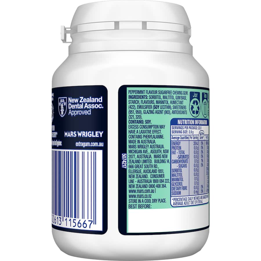 Wrigleys Extra Chewing Gum Intense Mint Bottle 64g